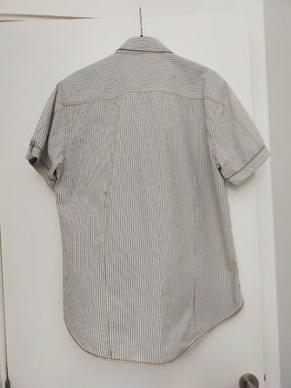 Camisa Springfield L rayas azul-marron  y blanco 