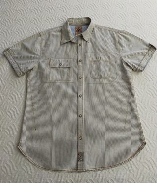 Camisa Springfield L rayas azul-marron  y blanco 