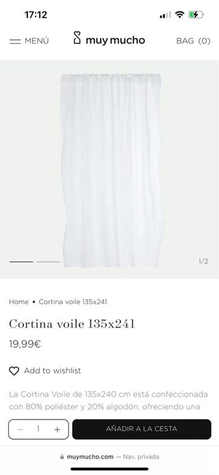 Cortina voile Muy Mucho 135x241cm