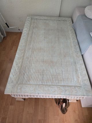 Mesa ratán blanco - jardín/terraza