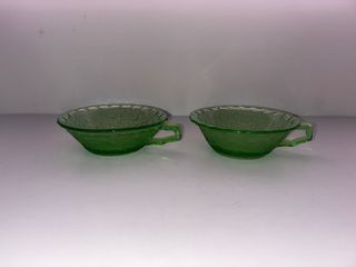 2 Tazas cristal verde antiguo