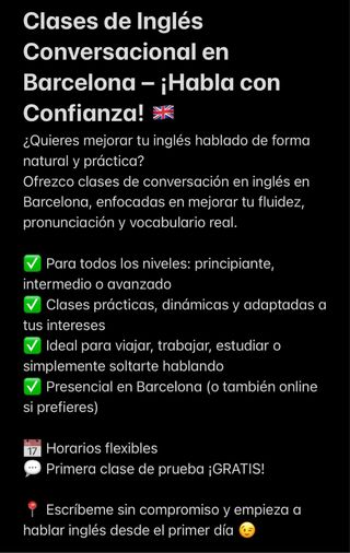 Clases de Inglés Conversacional en Barcelona –