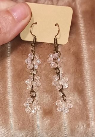 Pendientes largos cristal rosa