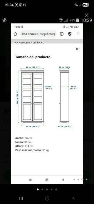 Vitrina LIATORP de madera (Ikea)
