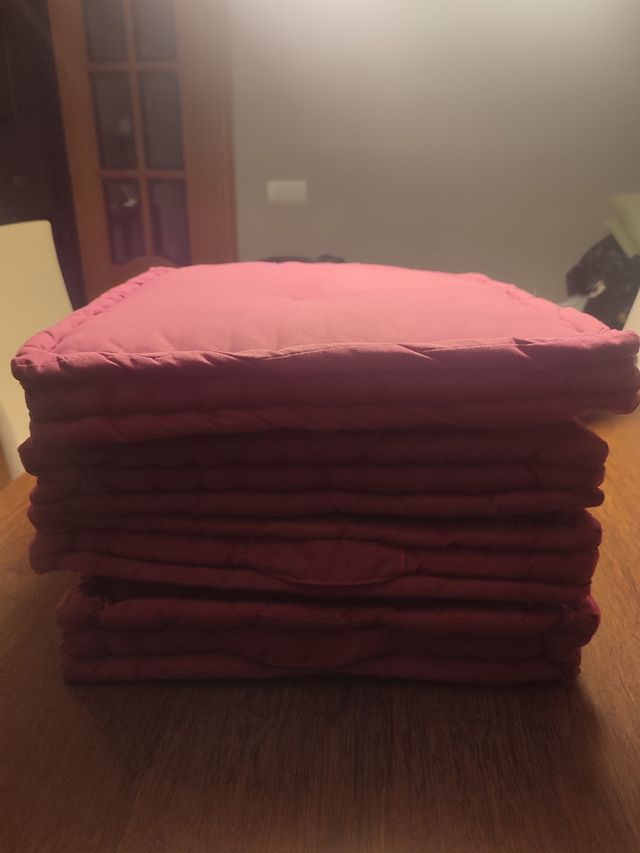 4 Cojines silla terraza 40x40 - Color berenjena