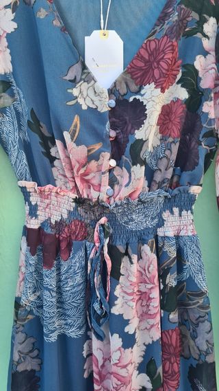 Vestido de gasa con mangas largas talla 34