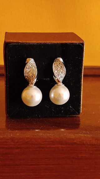 Pendientes de perlas Majorica plata rodiada 