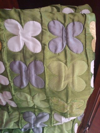 Colcha cama de 1.35 Verde y blanco