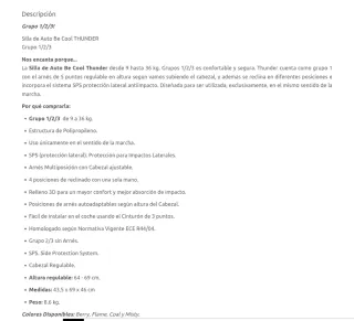 Silla coche Be Cool Thunder Grupo 1-2-3