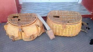 Cesta mimbre pesca vintage