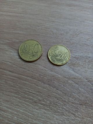 Monedas 50 y 20 céntimos del año 1999francesa