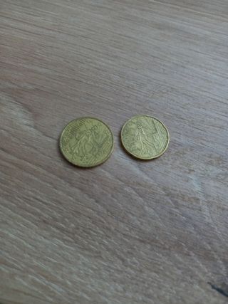 Monedas 50 y 20 céntimos del año 1999francesa