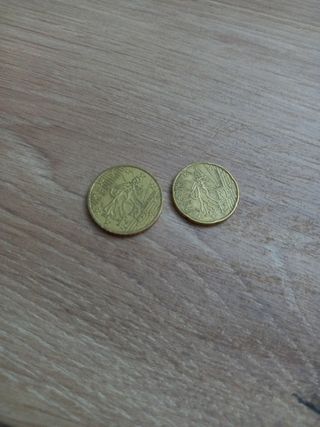 Monedas 50 y 20 céntimos del año 1999francesa