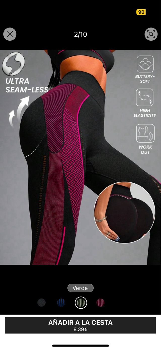 Leggings deportivos push up - Negro y Rosa