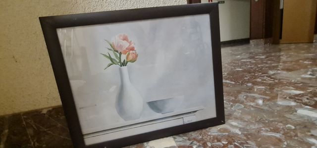 Cuadro flores - Rosa y blanco