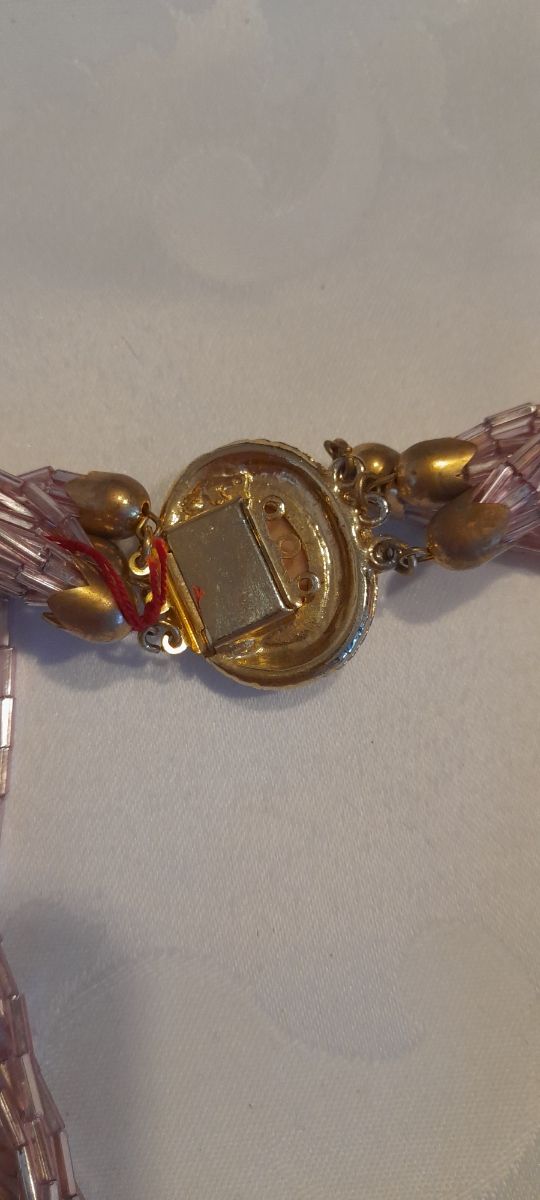 Collana vintage multifilo rosa