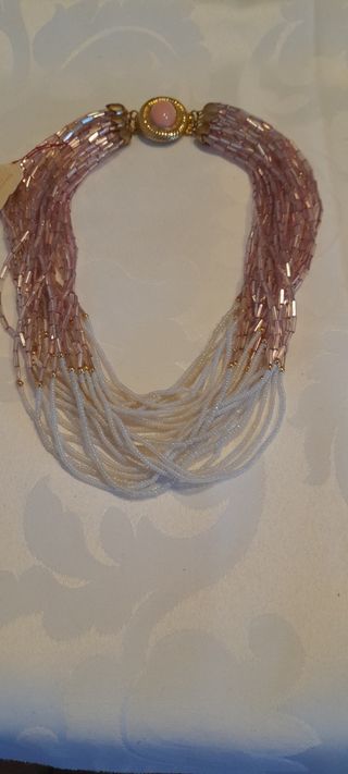 Collana vintage multifilo rosa