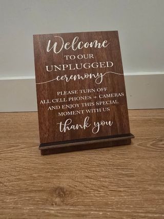 Unplugged wedding ceremony sign