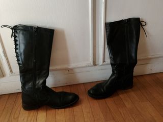 Stivali neri stringati 37 + borsa