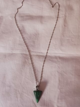 Colgante Malaquita - Plata 925 y anillo negro.