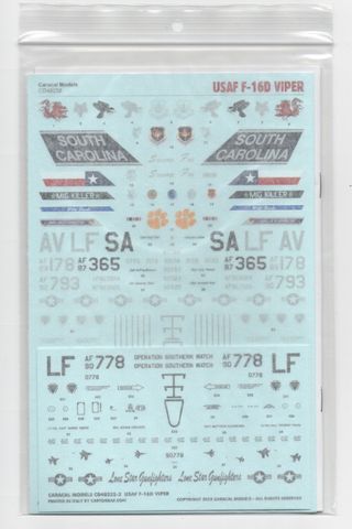Decal modellismo USAF F-16Ds Caracal Models 1:48