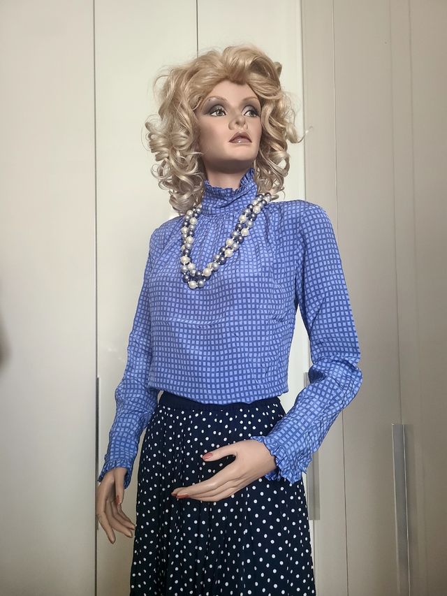 Blusa blu seta anni '80 vintage