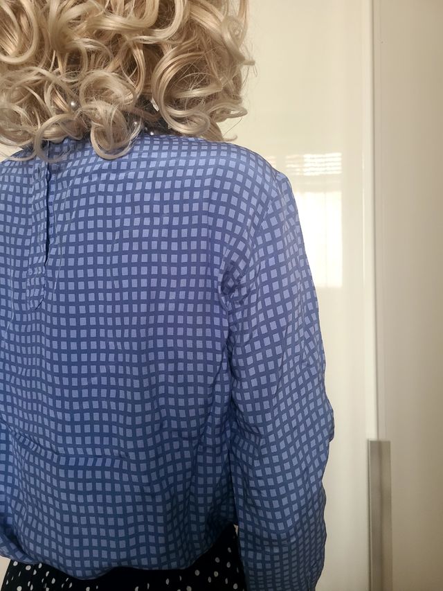 Blusa blu seta anni '80 vintage