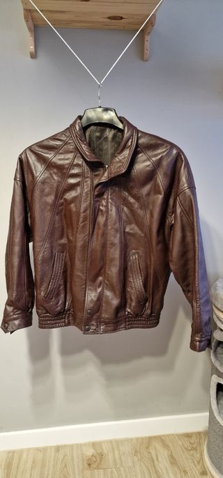 Chaqueta cuero marrón vintage