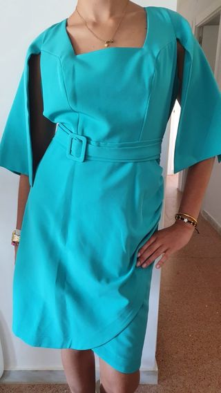 Vestido midi aguamarina