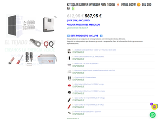 Kit Solar Camper 1000w PWM,PANEL 600W ,GEL 200AH