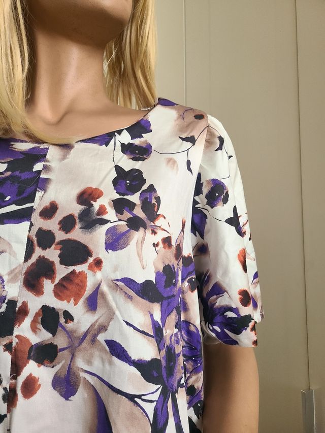 Blusa estiva fiori viola-bianco