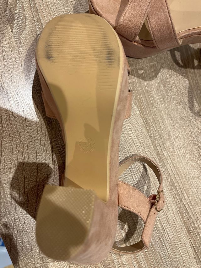 Sandalias tacón rosa palo