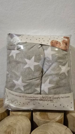 2 Fundas cambiador bebé - estrellas grises