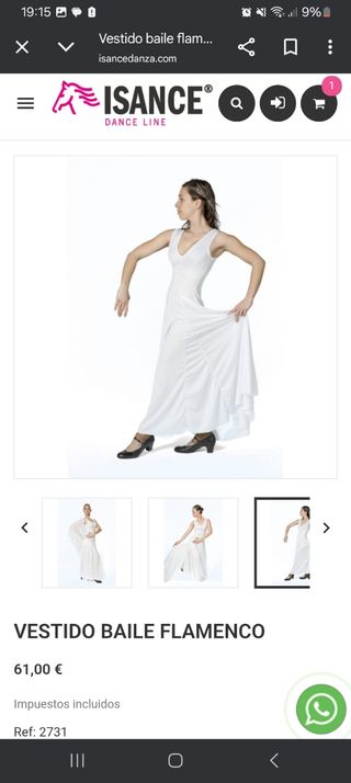 Vestido Baile Flamenco Blanco ISANCE 30 unidades ✅
