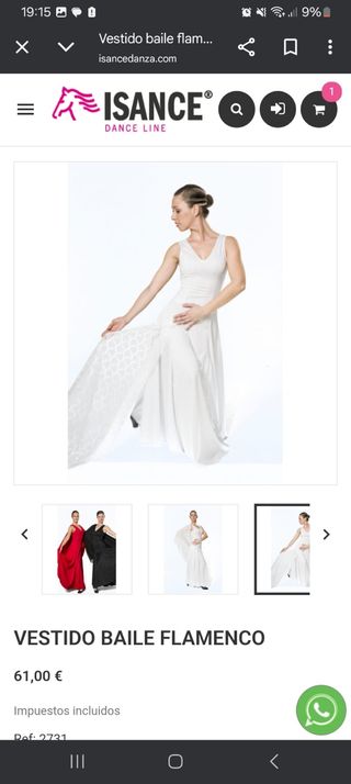 Vestido Baile Flamenco Blanco ISANCE 30 unidades ✅