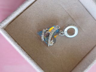 Charm corazón azul plata