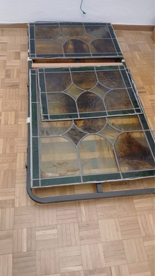 Vidriera artesanal: puerta + 2 laterales