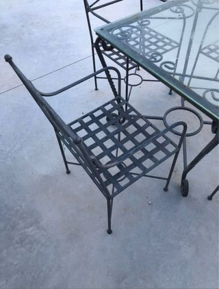 Mesa jardín forja negra + 4 sillas
