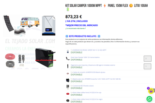 Kit Solar Camper 1000w ,BAT LITIO 100AH,150W FLEXI