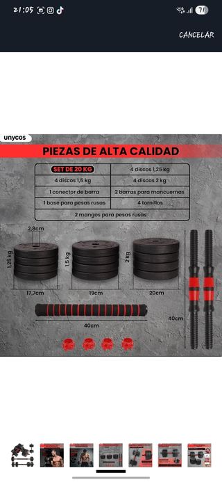 Mancuernas 20kg - Agarre Ergonómico