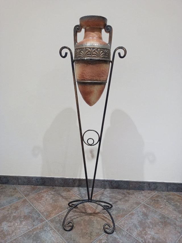 Jarrón Ánfora Cerámica con Soporte