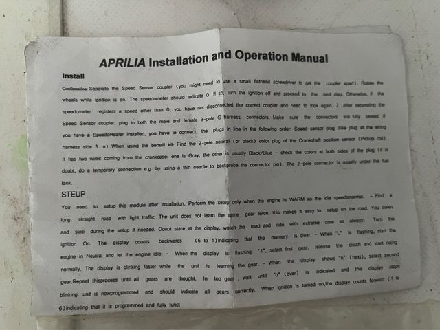 Indicador marchas Aprilia