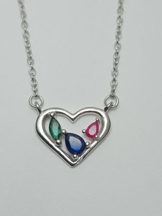 Collar corazón circonitas plata