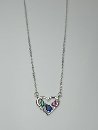 Collar corazón circonitas plata