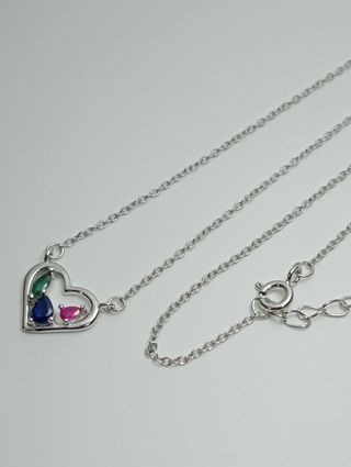 Collar corazón circonitas plata