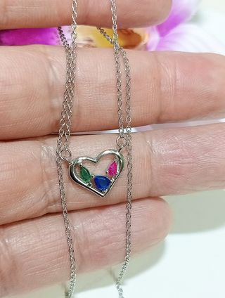 Collar corazón circonitas plata