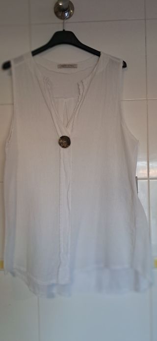 Blusa blanca lino italiana