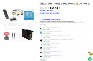Kit Solar Camper 12V, 150W FLEXIBLE,LITIO 100Ah
