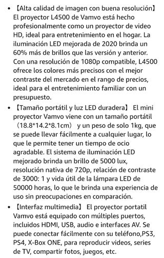 Proyector VAMVO Full HD 1080P L4500