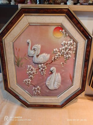 2 Cuadros Cisnes Vintage por Elena Olivera 
